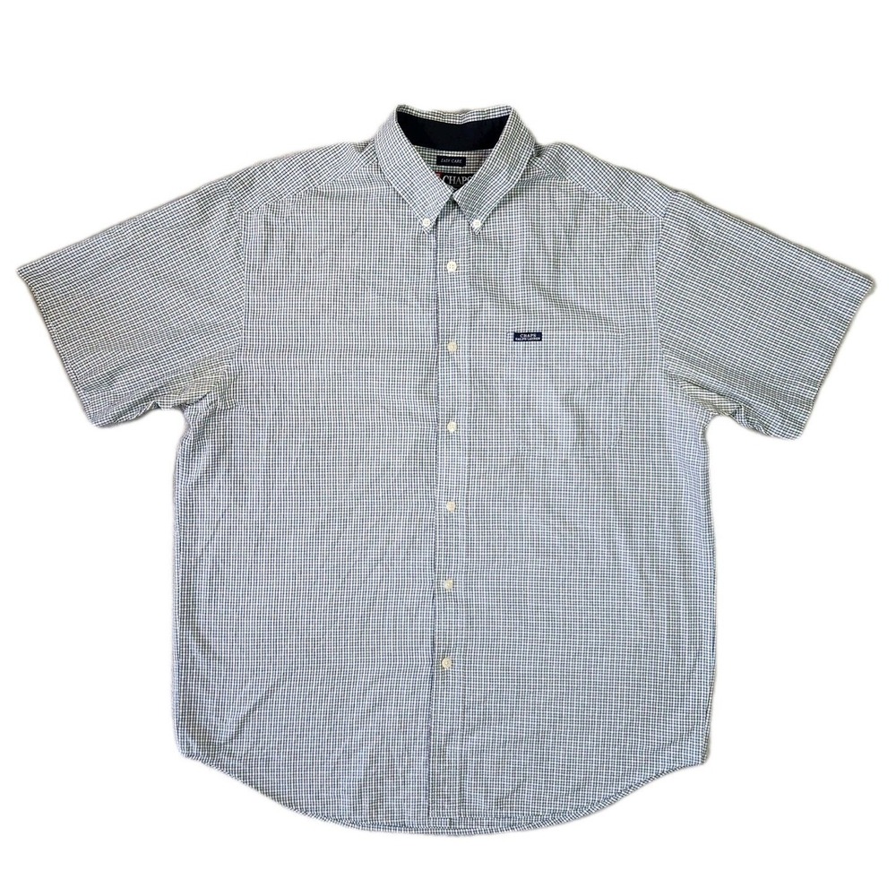 Chaps Ralph Lauren Mens L Gingham Check Short Sleeve Button Up Shirt Y2k Career‎